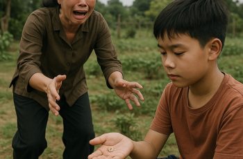 Cậu bé vô tình nhặt được chiếc khuy áo vàng sau vườn, người mẹ vừa liếc qua thì bật khóc nức nở