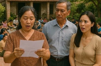 Bà thông gia nghe lén được cuộc trò chuyện giữa con dâu và cha chồng lúc nửa đêm, hôm sau bà gọi cả xóm đến liên hoan tưng bừng