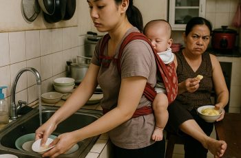 Vừa sinh con ra chưa hết cữ tôi đã bị mẹ chồng bắt rửa bát vì ‘ngồi không ăn bám’, hôm bà té cầu thang, tôi âm thầm làm một việc