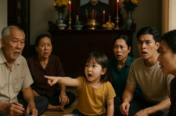 Cả nhà đang tập trung ăn giỗ 49 ngày mẹ vợ, đứa cháu bỗng chỉ vào cậu con con rể ngoan hiền rồi nói “chú này làm bà sưng bụng”