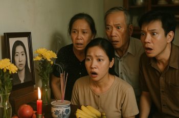 Gia đình đưa di ảnh của mẹ từ nghĩa trang về để ở bàn thờ phòng khách, sáng hôm sau cả nhà làm giỗ 3 ngày cho bà thì bỗng thấy