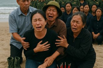 Người chồng làm bộ đội hy sinh trong lúc cứu 5 đứa trẻ bị đuối nước, vợ đứng trước biển gọi lớn “Chồng ơi, em và con vẫn đứng dây chờ anh về mà”
