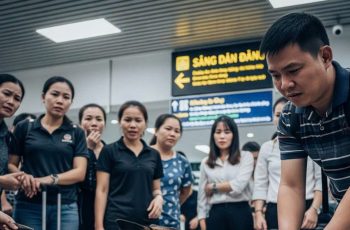 Mọi việc tưởng chừng suôn sẻ cho đến khi Xám bất ngờ khựng lại, nó quay ngoắt, chồm tới chiếc vali màu bạc của một hành khách người Trung Quốc