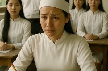 Nữ sinh đội khăn tang đi thi – câu chuyện phía sau khiến cả trường rơi lệ
