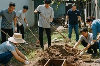 Mọi chuyện bắt đầu khi anh Hoàng hỏi mượn sân nhà tôi để chất tạm vật liệu xây dựng. “Chỉ vài tuần thôi, Tùng ơi,”