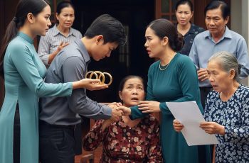 “Thưa mẹ chồng yêu quý, con xin trả lại đứa con trai cưng cho mẹ đây, mẹ hầu anh ấy đến già luôn mẹ nhé!” Tôi đem trả hết vàng cưới và mang chồng đến đưa mẹ chồng trong sự ngỡ ngàng, sau đó tờ giấy tôi đưa ra khiến cả nhà chồng chạy khắp làng cầu xin rối rít chỉ vì..