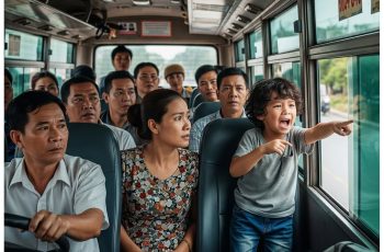 Vừa mới lên xe khách, cậu bé ngồi gần cửa đòi “cho con xuống, có người bảo phải xuống ngay”, tài xế vẫn mặc kệ phóng đi và rồi sau đó…