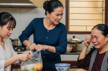 Mẹ đẻ lên chơi, mẹ chồng làm cỗ to tiếp đãi, lúc về tôi lén gói cho bà ít đồ ăn thừa mang về thì mẹ chồng lao đến giật lại tưởng bà cất đi nhưng nào có ngờ…