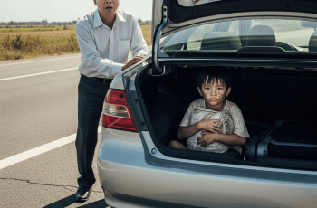 Người Đàn Ông đi trên cao tốc được 30 phút thì mới phát hiện ra Có Cậu Bé Nấp Sau Ghế, vội vàng xuống mở cốp thì bẽ bàng
