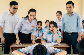 Chỉ mười lăm phút sau khi giám thị phát đề, Nam đột ngột dừng bút, em gục đầu xuống bàn, không hoảng loạn, không rơi nước mắt, chỉ im lặng, không viết thêm một chữ nào