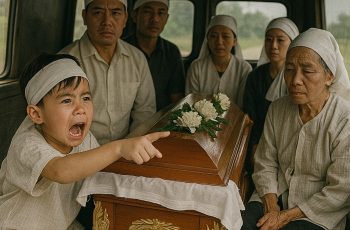 Vừa mới lên xe tang đưa bà cụ ra đồng, cậu bé ngồi gần quan tài bỗng dưng hét to “cụ bảo bác kia xuống ngay