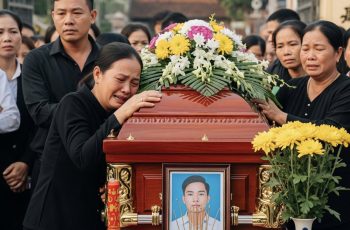 Đến giờ đẹp, quan tài của cậu thanh niên mất trẻ đóng nắp mãi không khớp, cả nhà xúm vào gỡ ra đem đi đổi lại thì