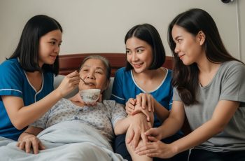 Bình thường các con toàn chê mẹ hôi chẳng ngó ngàng, vậy mà lúc thấy mẹ già yếu hẳn thì 3 con dâu thay phiên nhau chăm bà tận tình lạ thường