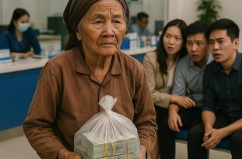 Bà lão đồng nát ăn măc bẩn thỉu vào ngân hàng rút tiết kiệm 2 triệu đồng để đóng học cho cháu và cái kết khiến cả phòng giao dịch chết lặng.