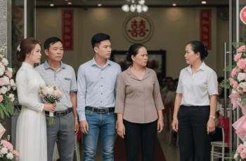 Cô tháo nhẫn ra, ném xuống nền gạch, một tiếng “ting” như đinh ghim vào mắt mọi người.