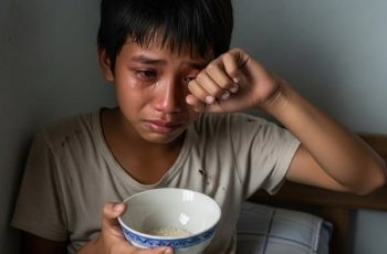 Mẹ kế không cho con ăn sáng, đến bữa chỉ cho con 2 nửa bát cơm