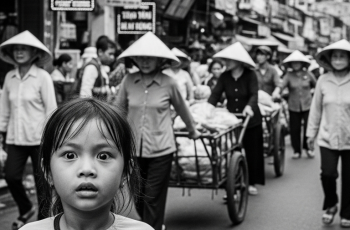 “Em ơi! Tâm ơi!” – Hồng gào khản giọng, nhưng tiếng gọi nhỏ bé bị nuốt chửng trong tiếng reo hò của ngày lịch sử.