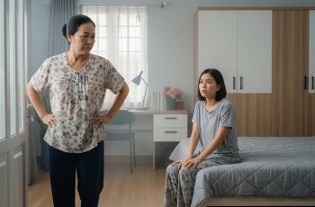 Con nghĩ mẹ nên đi khuyên cô ấy chứ không phải vào đây hạch sách rồi trách mắng con đâu ạ.