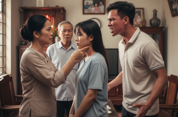 Hoàng nhìn tôi, khóe môi nhếch lên khinh khỉnh: Bà già thì biết gì, chuyện vợ chồng, đừng xen vào.