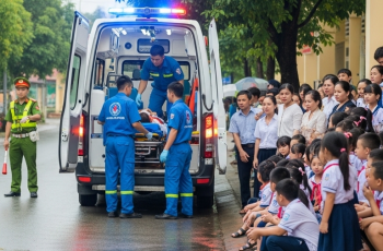 Trên xe cứu thương, mẹ nắm tay con, vẫn khóc nức nở: Nam ơi, con Nam ơi Trên xe cứu thương, mẹ nắm tay con, vẫn khóc nức nở: Nam ơi, con Nam ơi