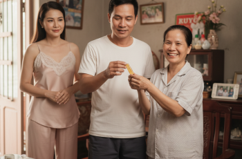 Một hôm, anh mang về một chiếc vòng vàng nặng trĩu, đưa cho tôi: Đây, anh tích cóp lâu nay mua cho em.