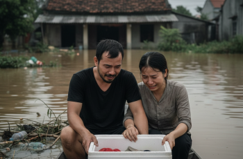 Lũ lụt khiến gia đình tôi ở Thanh Hóa mất trắng, bố vợ từ Hà Nội gọi điện mắng tôi té tát vì không lo được cho con gái ông, nhìn thấy thứ ở trong thùng xốp ông gửi vào tôi cùng vợ khóc ng-ất
