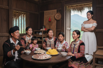Về nhà chồng ở Hà Giang, sau khi cho gia đình tôi đi bộ qua cả quả đồi, bố mẹ chồng đãi bằng bữa cơm với mèn mén