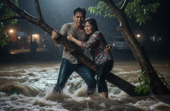 “Anh ơi nước chảy xiết quá, thôi anh gắng về chăm sóc các con, em chắc không qua được rồi” “Anh ơi nước chảy xiết quá, thôi anh gắng về chăm sóc các con, em chắc không qua được rồi”