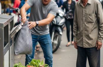 Bố vợ mang túi quà quê lên cho cháu thì bị con rể ném thẳng ra thùng rác