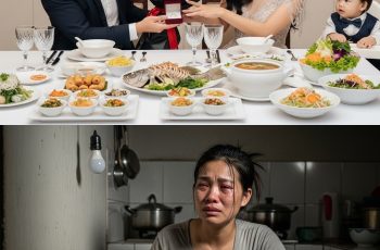 20/10 chồng đưa nhân tình và con riêng của cô ta đi ăn nhà hàng, tặng nhẫn vàng 5 chỉ còn vợ mới sinh ở nhà ăn cơm nguội với cá khô