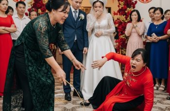 Thấy thông gia đeo cái cái kiềng vàng cho con gái mình, mẹ cô dâu giật luôn xuống đất