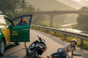 Tôi dắt xe ra khỏi cổng. Vừa đến đầu hẻm — tôi gọi taxi, rồi để xe đó… đúng vị trí dễ nhìn.