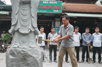 Nhưng có điều, trong khoảnh khắc hòn đá vỡ, ông chợt cảm thấy một luồng gió lạnh chạy dọc sống lưng, Nhưng có điều, trong khoảnh khắc hòn đá vỡ, ông chợt cảm thấy một luồng gió lạnh chạy dọc sống lưng,