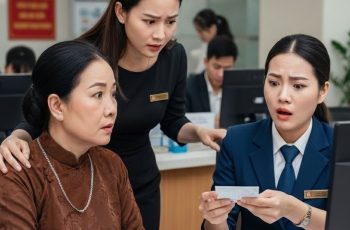 Mẹ chồng cùng con dâu ra ngân hàng rút tiền, cô nhân viên lén nhét vào tay bà tờ giấy “CHẠY ĐI”