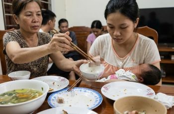 Mâm cơm chỉ còn miếng thịt mỡ dành cho con dâu mới si::nh Mâm cơm chỉ còn miếng thịt mỡ dành cho con dâu mới si::nh